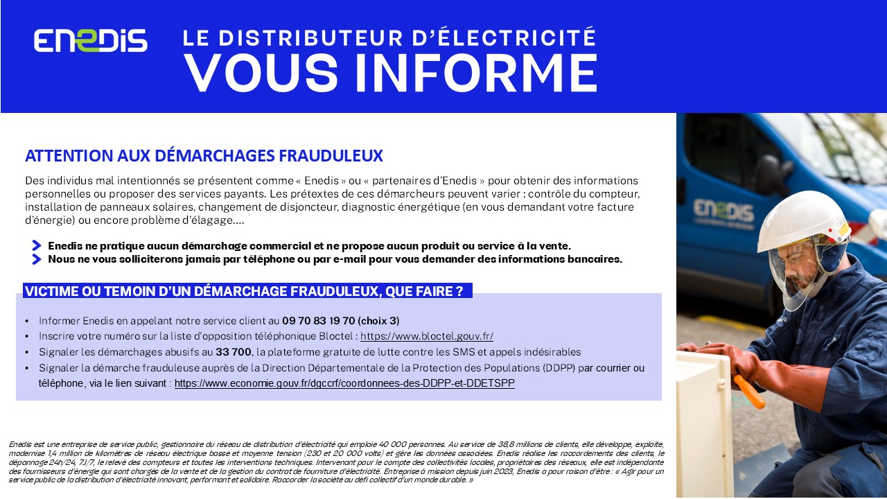 Enedis : Attention au démarchages frauduleux