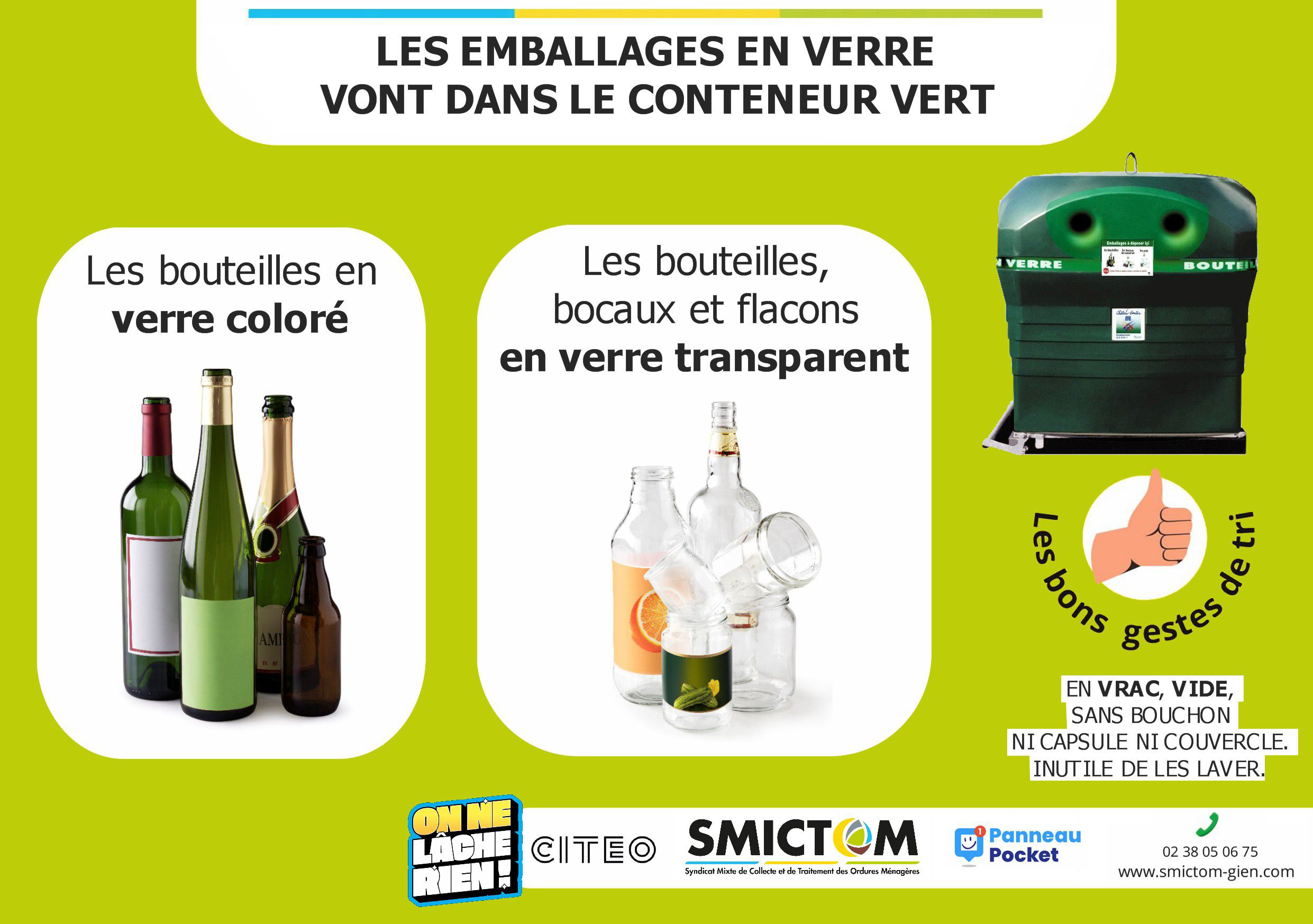 Consignes de tri du verre par la SMICTOM