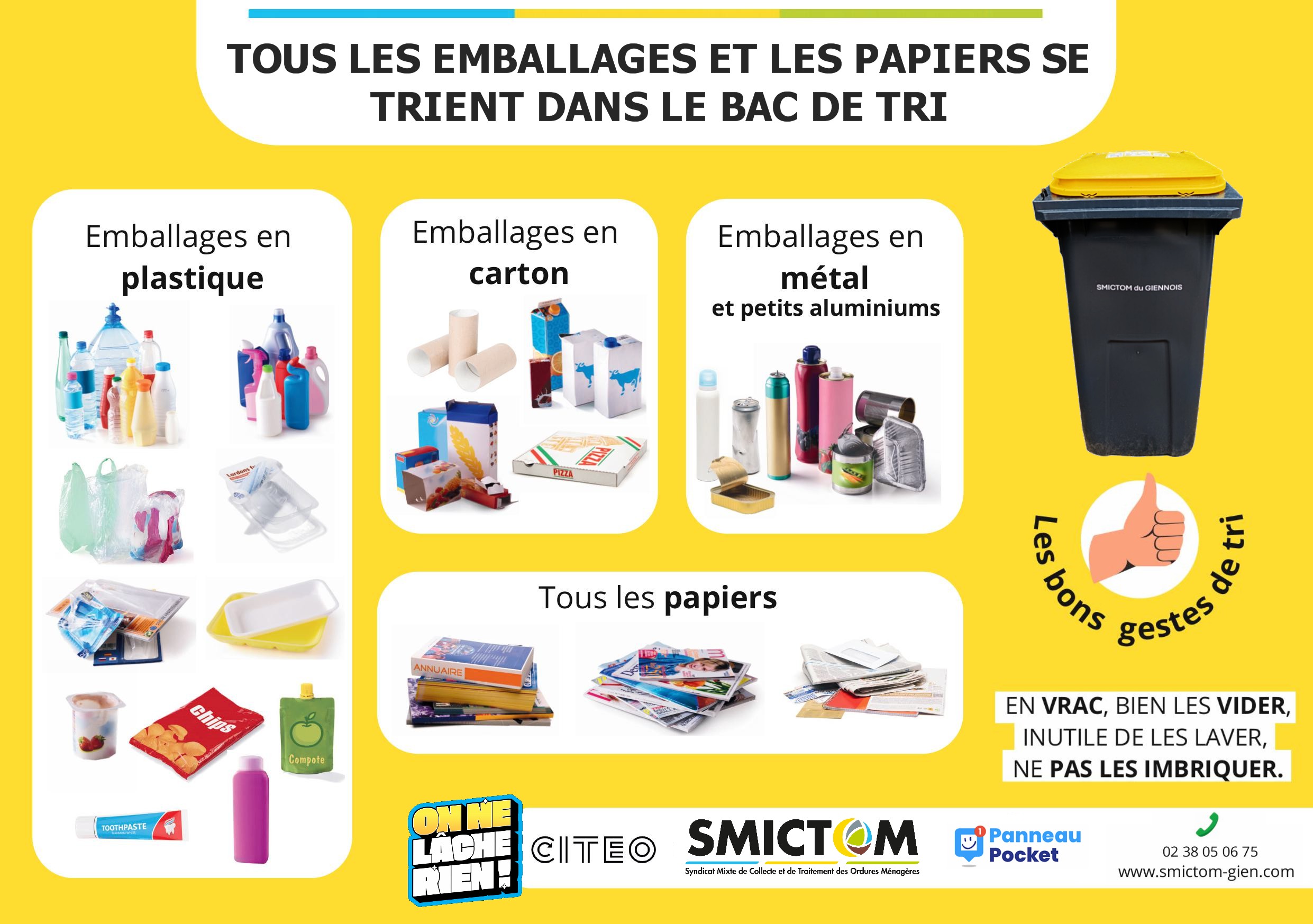 Consignes de tri des emballages par la SMICTOM